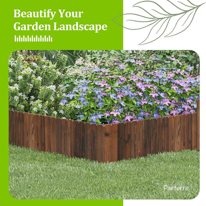 Wooden Garden Edging Border Wood Garden Fence Wooden Landscape Edging Decorative No-Dig Garden Edging Landscaping Lawn Edging Fence- 7.87”H x48”L（1 Pack）