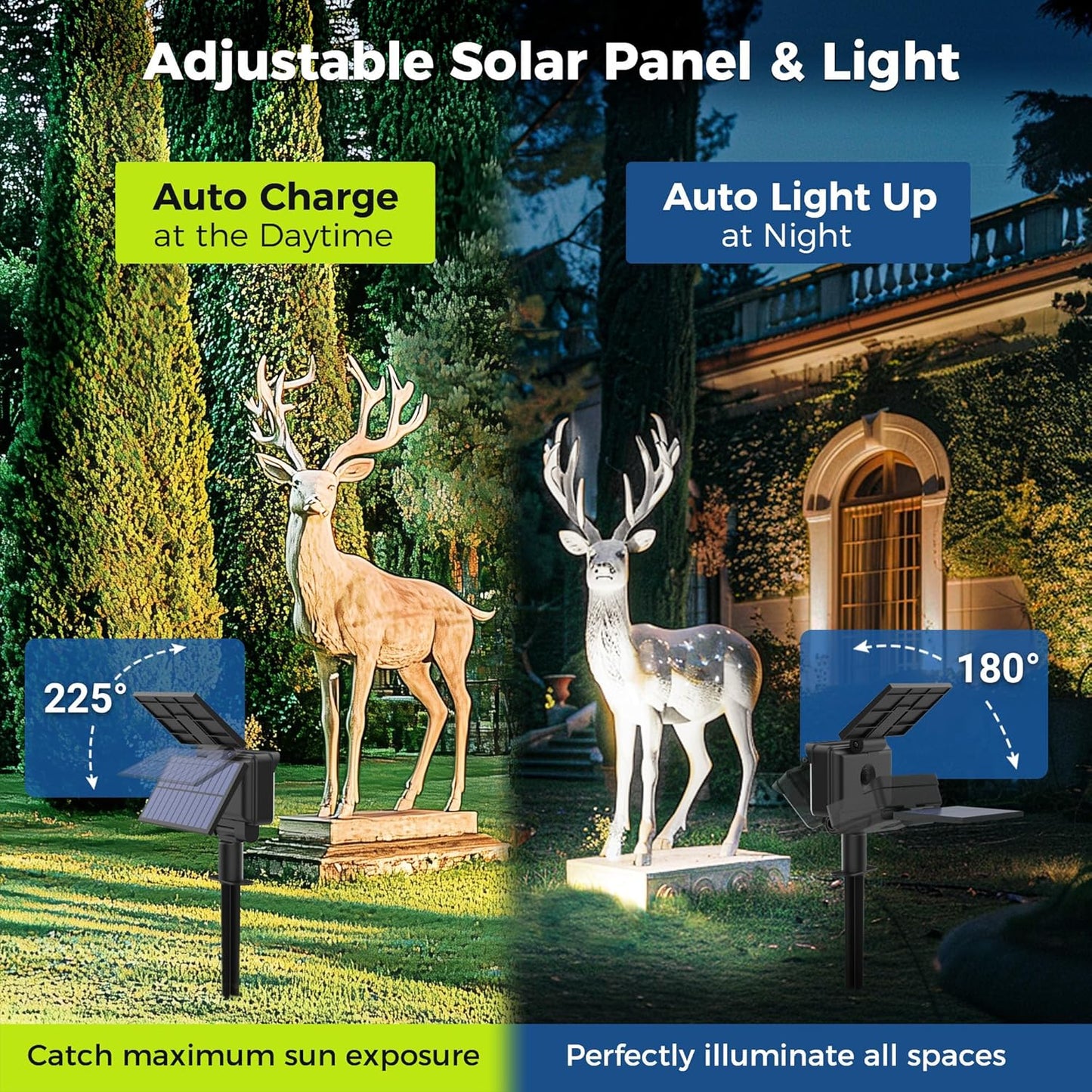 Solar Spot Lights Outdoor Waterproof for Flag, Tree, House, Garden, Yard, Landscape Spotlights for Accent Uplighting Halloween Christmas Decorations-4 Pack