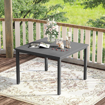 VICLLAX 40.2" Square Patio Dining Table for 4, Outdoor Table with Umbrella Hole, All Weather Metal Patio Table for Lawn Garden, Grey Tabletop