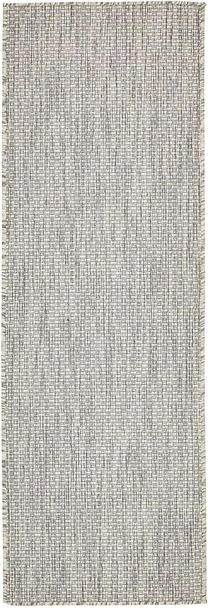 Unique Loom Collection Casual Transitional Solid Heathered Indoor/Outdoor Flatweave Area Rug (2' x 6' 1" Runner, Light Gray/Ivory)