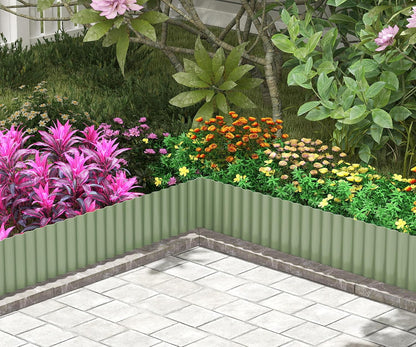Metal Garden Edging Border, Corrugated Steel Landscaping, DIY for Lawn (Green, 10 Inch x 10FT)