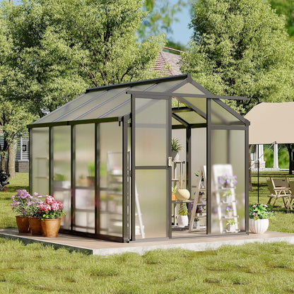 6 x 8 FT Greenhouse, Greenhouses for Outside, Polycarbonate Greenhouse with Aluminum Frame, Lockable Door and Ajustable Roof Vent for Backyard, Green Houses for Outside Garden Backyard, Patio