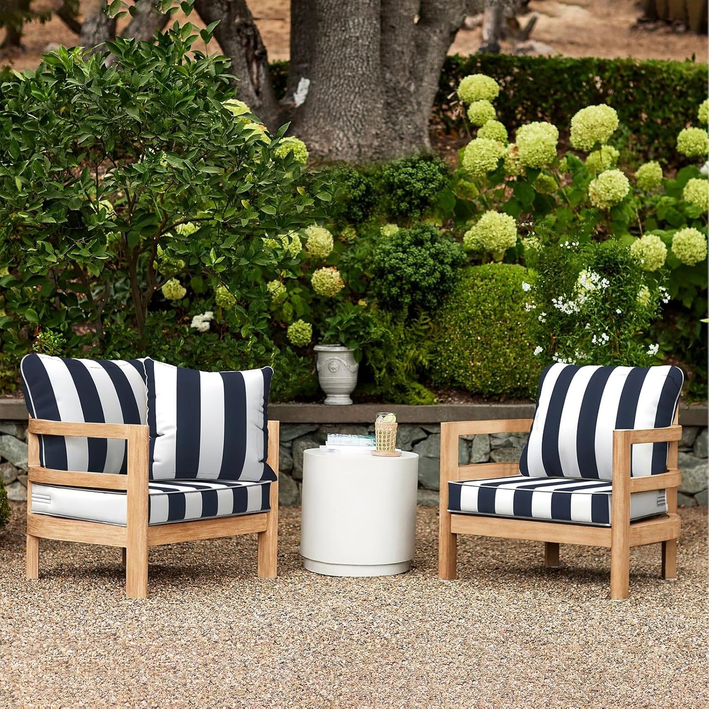 LVTXIII Outdoor Deep Seat Cushion Patio Seat and Back Cushion Set Seasonal Chair Cushion with Removable Cover and Adjustable Buckle for Home and Garden, 22"x22"x4", Cabana Navy