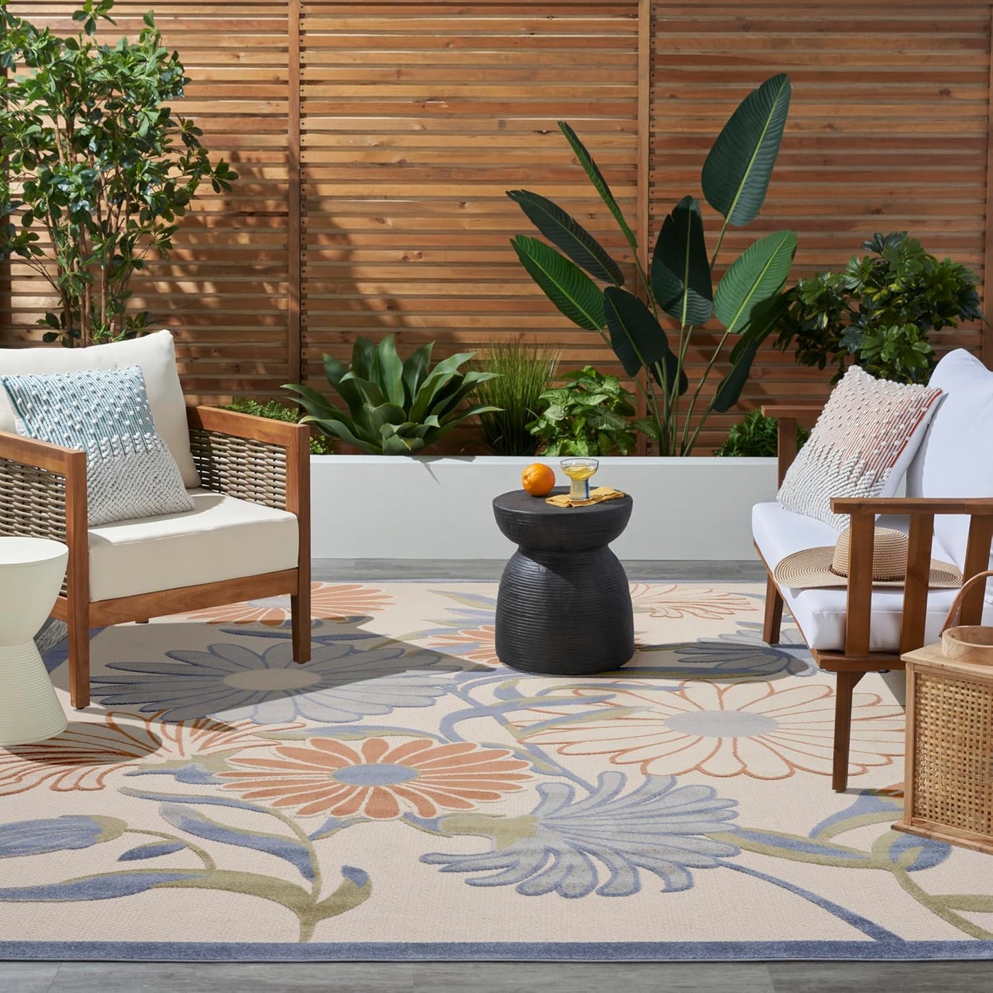 Nourison Home Aloha Beige Multicolor 9' x 12' Area Rug - Easy Cleaning, Non Shedding, Bed Room, Living Room, Dining Room, Kitchen (9' x 12')