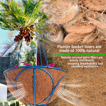 6 Pcs of 12-Inch Hanging Basket Coco Liners Replacement - Natural Round Coconut Fiber Planter Basket Liners for Hanging Basket Flowers