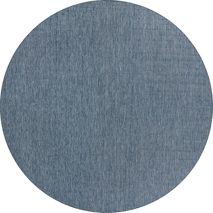 Unique Loom Collection Casual Transitional Solid Heathered Indoor/Outdoor Flatweave Area Rug (13' Round, Blue/Navy Blue)
