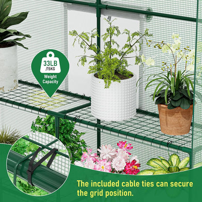 56×56×78Inch Walk-in Greenhouse, Heavy Duty Small Plant House with Thicken PE Cover and Steel Frame, for Garden, Outdoors, Indoors, Green