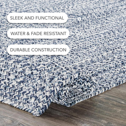 nuLOOM 2' x 3' Solid Hand Braided Indoor/Outdoor Area Rug, Pet-Friendly, High Traffic, Weather Resistant, for Patio, Balcony, Bedroom, Living Room, Dining Room, Wynn Navy