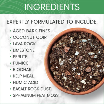 Purived Premium Houseplant Potting Mix | 4 Quarts | Ideal Soil Drainage & Moisture Retention for Indoor Potted Plants | with Kelp, Biochar, Lava Rock & Humic Acid | Made in USA