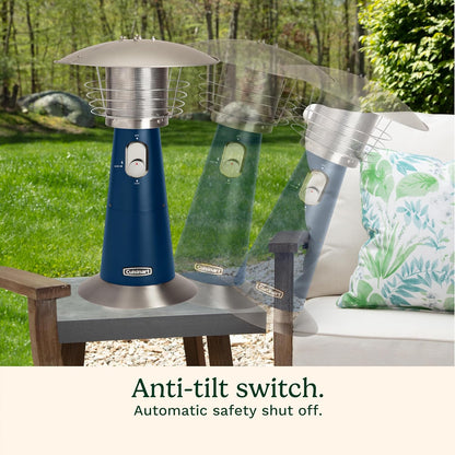 Cuisinart Portable Tabletop Patio Heater, 11,000 BTU Outdoor Propane Heater with Safety Tilt Switch and Adjustable Heat, Burner Screen Guard, 30 sq. Foot Heat Range, Navy