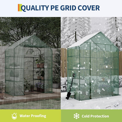 Greenhouse, 57 x 29 x 76'' Greenhouses for Outdoors, Durable Green House Kit with Window, Thicken PE Cover, 3 Tiers 12 Shelves, Portalbe Walk in Green Houses for Indoor Backyard Outside