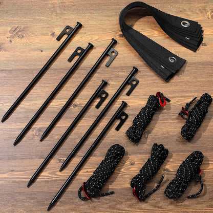 Suzile 60 Pcs Tree Stake Kit, Heavy Duty Tree Staking and Supports for Leaning Trees Include 11. 8'' Steel Stakes 15. 8'' Support Straps 13. 12 ft Ropes for Anchoring Hurricane Protection (Black)