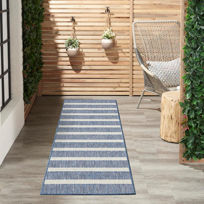 Nourison Home Positano Navy Ivory 2' x 6' Area Rug Easy Clean, Non Shedding, Bed Room, Living Room, Dining Room, Kitchen (6' Runner)