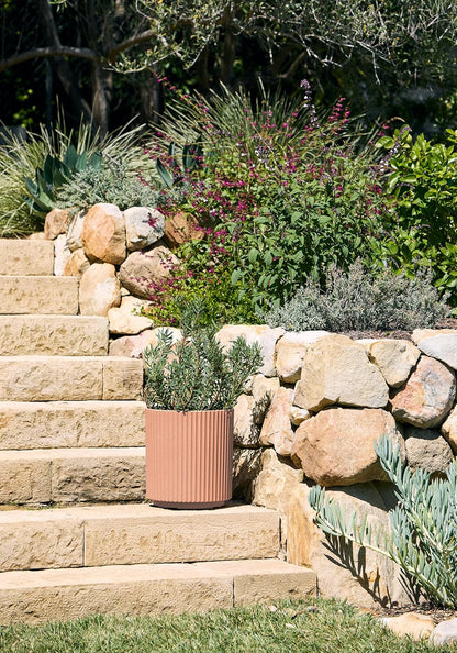 Veradek Demi Series Round Planter for Porch, Patio, Backyard | Durable Plastic-Stone Composite Material | Modern Décor for Tall Plants, Flowers