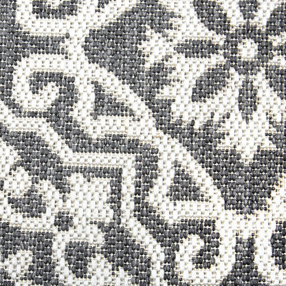 Nicole Miller New York Patio Country Julia Transitional Geometric Indoor/Outdoor Area Rug, Black/Grey, 3'11"x5'2"