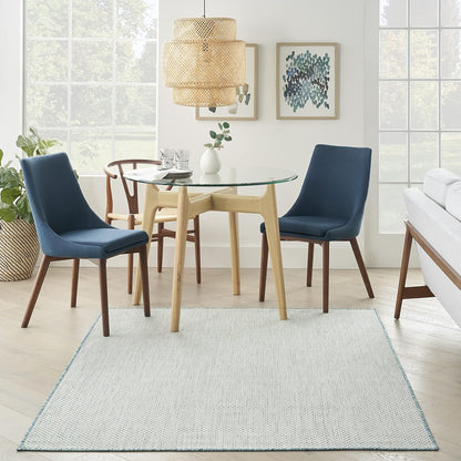 Nourison Home Courtyard 48" x 72" Fabric Indoor/Outdoor Rug in Ivory Aqua