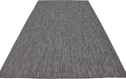 Unique Loom Collection Casual Transitional Solid Heathered Indoor/Outdoor Flatweave Area Rug (6' 1" x 9' Rectangle, Black/Ivory)