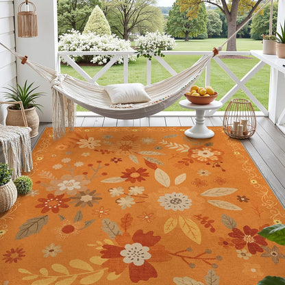 GENIMO Indoor Outdoor Area Rug 8' X 10' Waterproof, Washable Door Mat Non Shedding, Easy Cleaning Floral Outdoor Carpet for Patio, Entryway, Porch, Bathroom, Living Room, Bedroom, Backyard