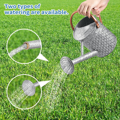 1 Gallon Metal Watering Can for Outdoor Indoor Plants, Galvanized Watering Can with Removable Spray Spout, Ideal for Garden Watering