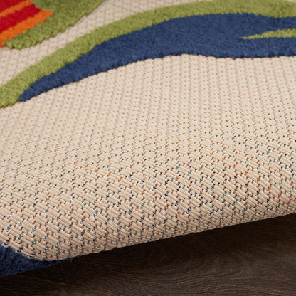 Nourison Home Aloha Indoor-Outdoor Modern Multicolor 2'8" x 4' Area Rug, Easy Cleaning, Non Shedding, Bed Room, Living Room, Dining Room, Backyard, Deck, Patio (3x4)