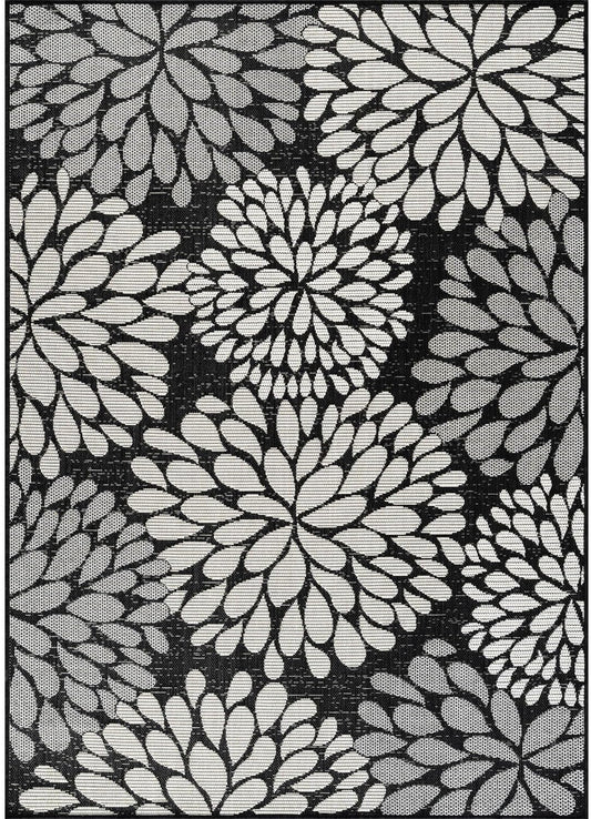 Beverly Rug Outdoor Rug 9x12 Modern Exotic Tropical Leaf Area Rugs for Indoor and Outdoor Patio Deck Porch Garden Water Resistant Washable Outside Carpet (9 x 12 Dark Gray)