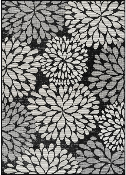 Beverly Rug Outdoor Rug 5x7 Modern Exotic Tropical Leaf Area Rugs for Indoor and Outdoor Patio Deck Porch Garden Water Resistant Washable Outside Carpet (5 x 7 Dark Gray)