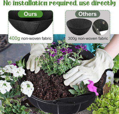 Adnee 2 Pcs 14 Inch Fabric Planter Basket Liner-Felt Flower Pot Liners-Hanging Plant Basket Fiber Insert for Garden Wall Hanging Planter Flower Vegetables(Round)