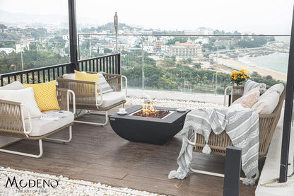 AMS Fireplace | Modeno | Aurora | Firepit Table | Cover and Lava Rocks Included | (Fuel: Liquid Propane - Black)