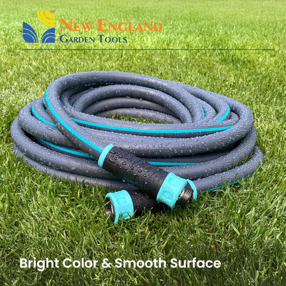 Hybrid Garden Water Hose 50 ft x 5/8”, Durable Heavy Duty Material, Kink-Free with Swivel Grips and Anodized Couplings, 700005 by New England Garden Tools