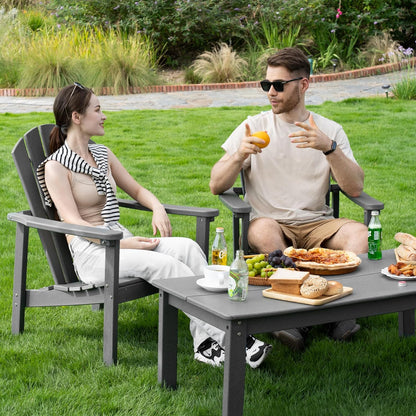 Stackable Adirondack Chair, HDPE Outdoor Patio Chair - Durable and Space Saving, Suitable for Porches, Lawns or Garden, Grey