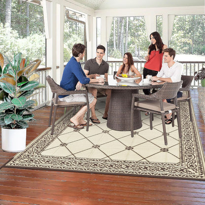 HiiARug Outdoor Patio Rugs 6x9Ft Outside Rugs Patio Waterproof Plastic Straw RV Camping Rug Reversible Mats Large Floor Mat and Rug for Patio, Backyard, Deck, Picnic, Beach, Trailer (Brown)