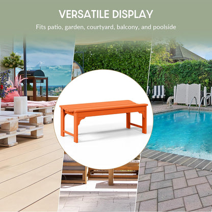 WestinTrends Malibu Outdoor Bench, All Weather Resistant Poly Lumber Backless Patio Garden Bench, Adirondack Curved Bench Seat for Comfort, Orange