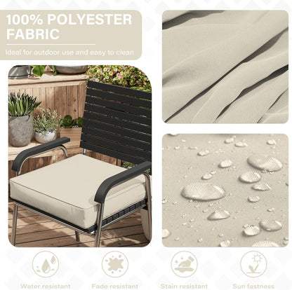 Patio Chair Cushions 18.5 X 16 X 4 Inch Waterproof Outdoor Seat Cushions for Patio Furniture, Outdoor Sofa Couch Pads with Ties & Handle, Set of 2, Cream