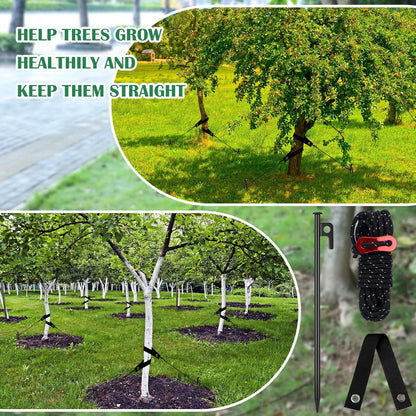 Suzile 60 Pcs Tree Stake Kit, Heavy Duty Tree Staking and Supports for Leaning Trees Include 11. 8'' Steel Stakes 15. 8'' Support Straps 13. 12 ft Ropes for Anchoring Hurricane Protection (Black)