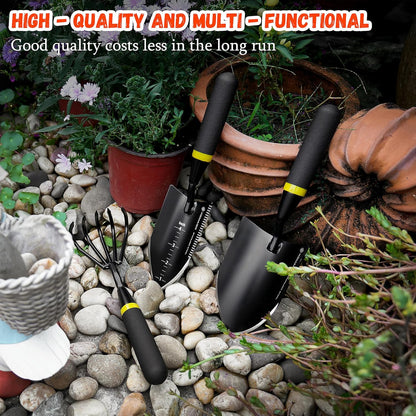 Garden Tool Set with Heavy Duty Stainless Steel, Gardening Hand Tools and Supplies with Durable Storage Case, 4-Piece for Weeding Planting and Cultivating