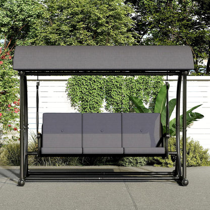 Patio Swing with Canopy, Outdoor Swinging Bench with Stand, Backyard Swings for Adults, 2 in 1 Porch Swing Bed, Outdoor Patio Swings,Yard Heavy Duty Covered Patio Swing, Grey