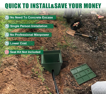 2 Sets 20x20x20in Underground Splice Box W/FRP Cover,Large Enclosure Precast Polyethylene Distribution Pull Pit Access Electrical Junction Boxes Drillable Tapered Wiring for Cable