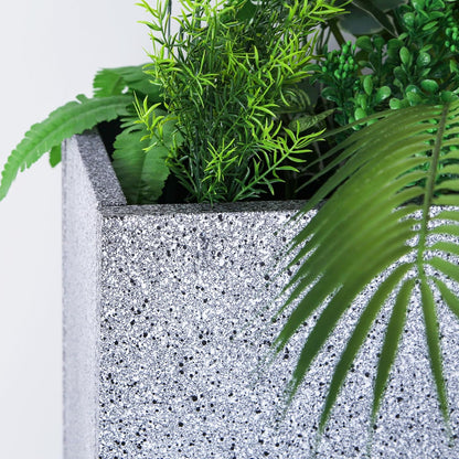 Metal Planter Box Rectangular Planter, 35.5" Lx 10" Wx 28" H Terrazzo Large Planters with Drainage Holes, Galvanized Steel Tall Planters for Patio/Porch
