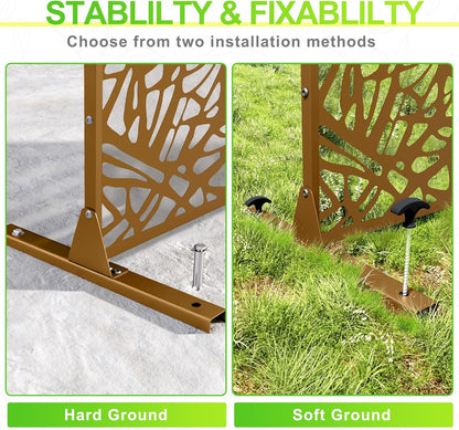 Outdoor Privacy Screen,72" H×47" W Metal Privacy Screen, Freestanding Privacy Fence Panels for Patio