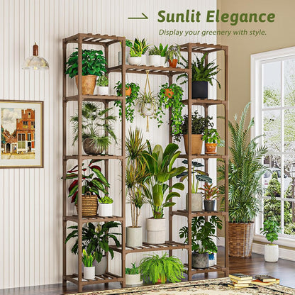 Plant Stand Indoor Outdoor 62.2“ Tall Plant Shelf Large Tiered Flower Stands for Multiple Display Wood Hanging Planter Holder for Living Room Garden Balcony Patio Decor