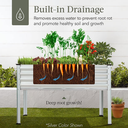 Best Choice Products 48x24x30in Galvanized Raised Garden Bed, Metal Elevated Planter Box, Vegetable Garden for Backyard, Patio, Balcony - Black