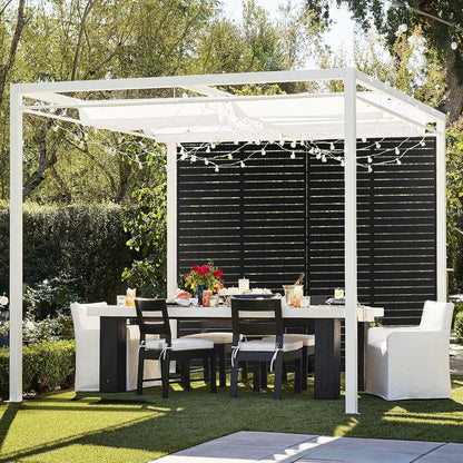 FENCY Metal Privacy Screen with Stand 72" H×44" W Outdoor Freestanding Privacy Panels, Outdoor Privacy Screen for Deck Patio Balcony(Black-Louvered)