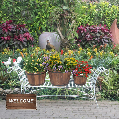 VINGLI 3 PCS Large Wooden Planter Barrel Set, 11.5"(Dia)- 18"(Dia) Real Wood Indoor/Outdoor Flower Pot w/Drainage Holes, Different Sizes, Large Garden Container Box