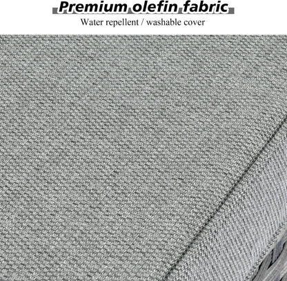 HOOOWOOO 13 Piece Modular Patio Outdoor Sectional Furniture Set with Gas Propane Fire Pit Table,Wicker Conversation Sofa Set,Out Door Couch Set with Wide Arm Outside(Grey Stripes)