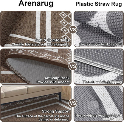 Outdoor Patio Rug, Outside Rectangular Carpet, Moroccan Geometric Rugs, Washable Large Indoor Outdoor Rug 6x9 Mats for RV, Picnic, Backyard, Deck, Balcony, Porch, Beach