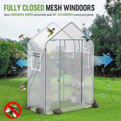 WORKPRO Greenhouse, 56"X 28" X 77" Portable Small Greenhouses for Outdoors & Indoors, Sturdy Green House Kit with Thicken PE Cover, Windows, 3 Tier 4 Shelves for Patio, Backyard, Balcony