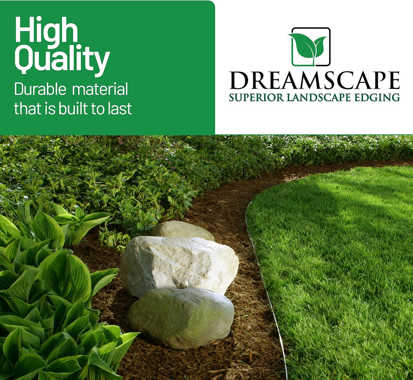 Dreamscape YardEdge Aluminum Landscape Edging - 4 Strips, 6ft Each (24ft Total), Bronze Duraflex Paint - Professional Quality Landscaping Border, Metal Divider for Lawn, Garden, Flowerbed