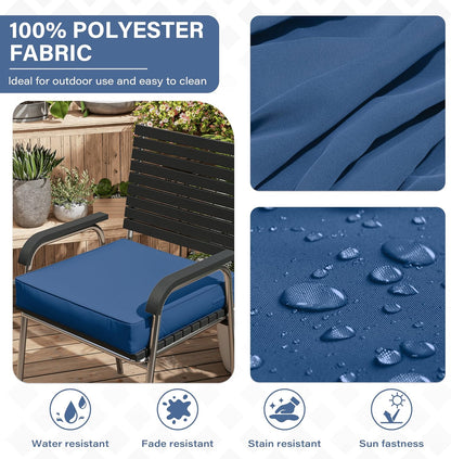Patio Chair Cushions 18.5 X 16 X 4 Inch Waterproof Outdoor Seat Cushions for Patio Furniture, Outdoor Sofa Couch Pads with Ties & Handle, Set of 2, Blue