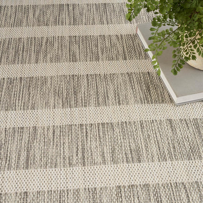 Nourison Home Positano Indoor/Outdoor Grey Ivory 5' x 7' Area Rug, Easy Cleaning, Non Shedding, Bed Room, Living Room, Dining Room, Deck, Backyard, Patio (5x7)