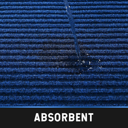 Heavy Duty Entrance Mats, Indoor and Outdoor Rubber Door Mat, Easy Clean Waterproof Anti-Slip Floor Doormat Rug, Low Profile Entrance Shoe Scraper for Entryway, Patio, Garage 47" x 31" Blue